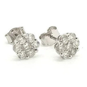 1.01ct Diamond Floral Cluster Stud Earrings