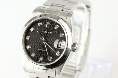 Rolex Datejust Midsize 31mm Stainless Steel Automatic Watch with Original Black Jubilee Diamond Dial, Ref 78240, on stainless steel Oyster bracelet with fold-over clasp
