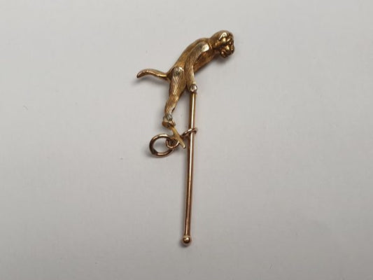 Antique Victorian 15ct Yellow Gold Articulated Monkey Pendant; 19th century pendant featuring a fully articulated chimpanzee, English, Circa 1880