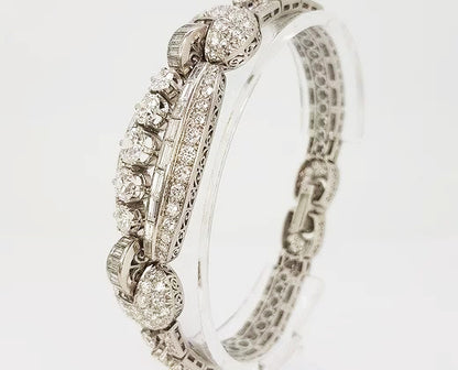 Vintage Diamond and Platinum Panel Bracelet, 16.50 carat total
