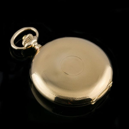 Antique IWC Gold Presentation Pocket Watch, Ref 678256, white dial with Arabic numeral hour markers, mechanical hand winding movement, By IWC International Watch Co., Schaffhausen, Circa 1900