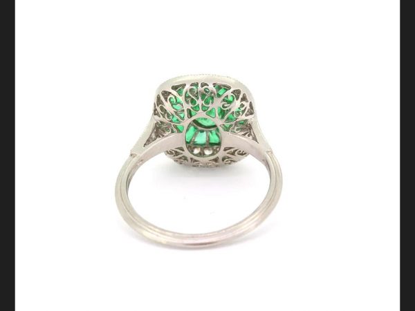 Emerald and Diamond Calibre Set Ring, Platinum