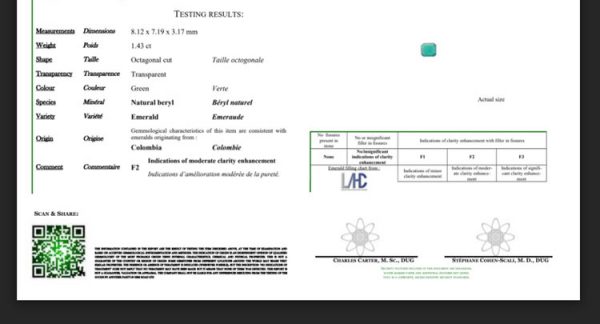 1.43ct Colombian Emerald and Diamond Square Cluster Ring, Certified