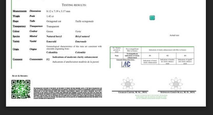 1.43ct Colombian Emerald and Diamond Square Cluster Ring, Certified