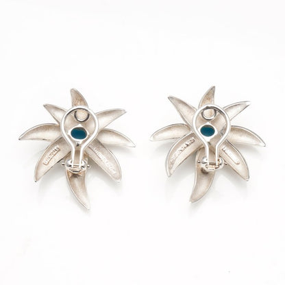 Vintage Tiffany and Co Turquoise Fireworks Clip On Earrings in 18ct Gold and Silver, Circa 1995