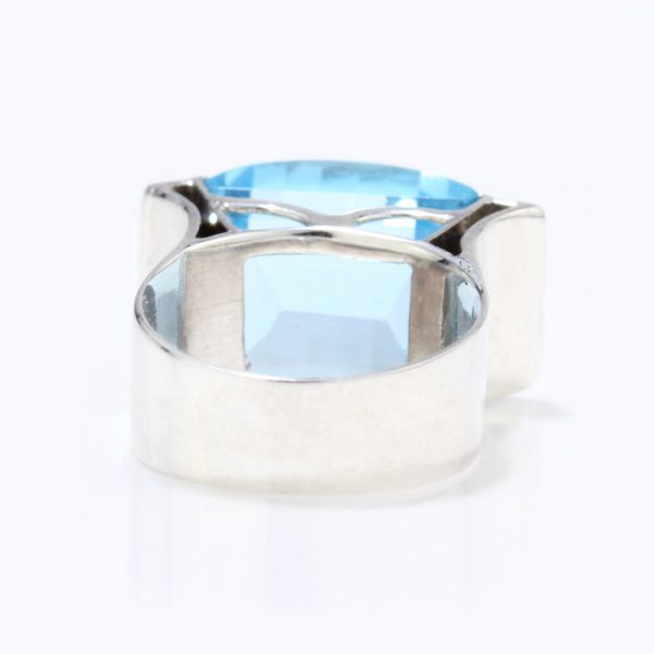 Vintage 8ct Natural Blue Topaz and Diamond Cocktail Ring, Circa 1970s