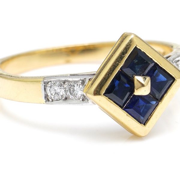 Vintage Kutchinsky Sapphire and Diamond Ring, Circa 1979