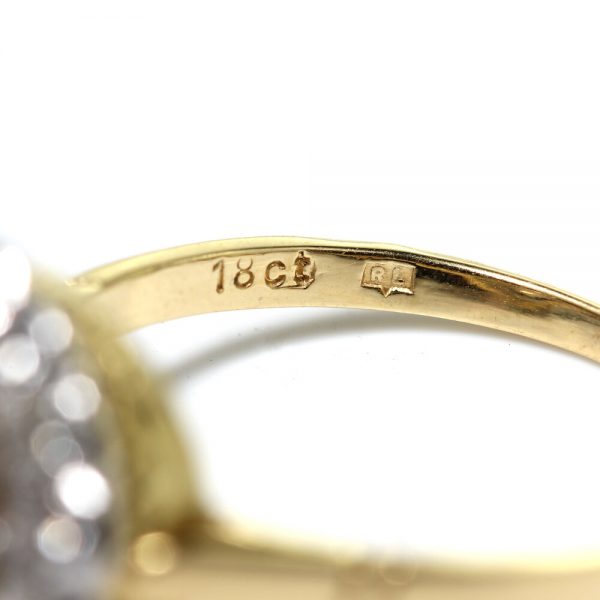 Diamond Floral Cluster Ring; 1.38 carat total, central 0.40ct G VS1 brilliant-cut diamond within diamond fixed halo surround, in 18ct yellow gold