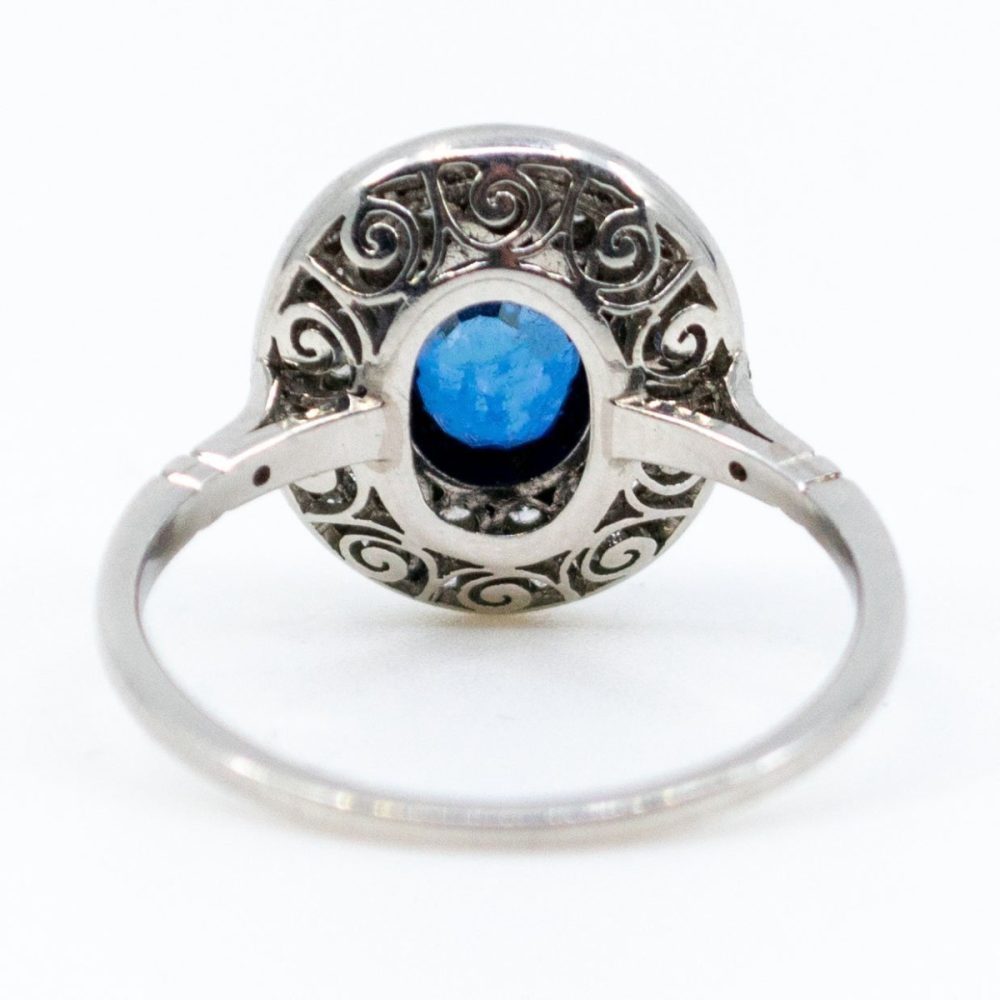 Vintage Sapphire and Diamond Cluster Ring, Platinum