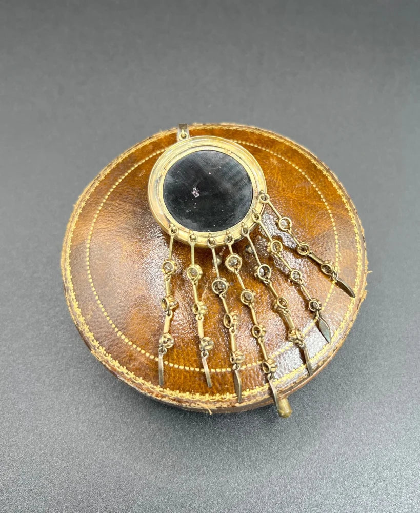 Victorian Antique Cabochon Garnet and Diamond Fringe Tassel Pendant