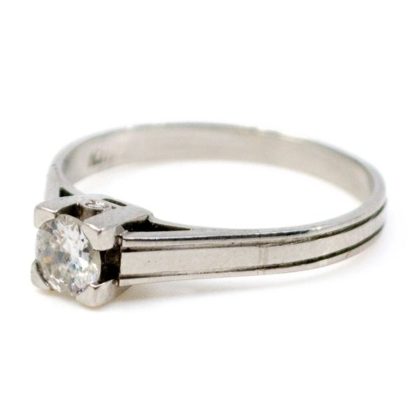 Antique Art Deco Old European Cut Diamond Single Stone Ring