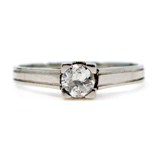 Antique Art Deco Old European Cut Diamond Single Stone Ring