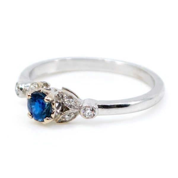Vintage 0.50ct Sapphire and Diamond White Gold Ring