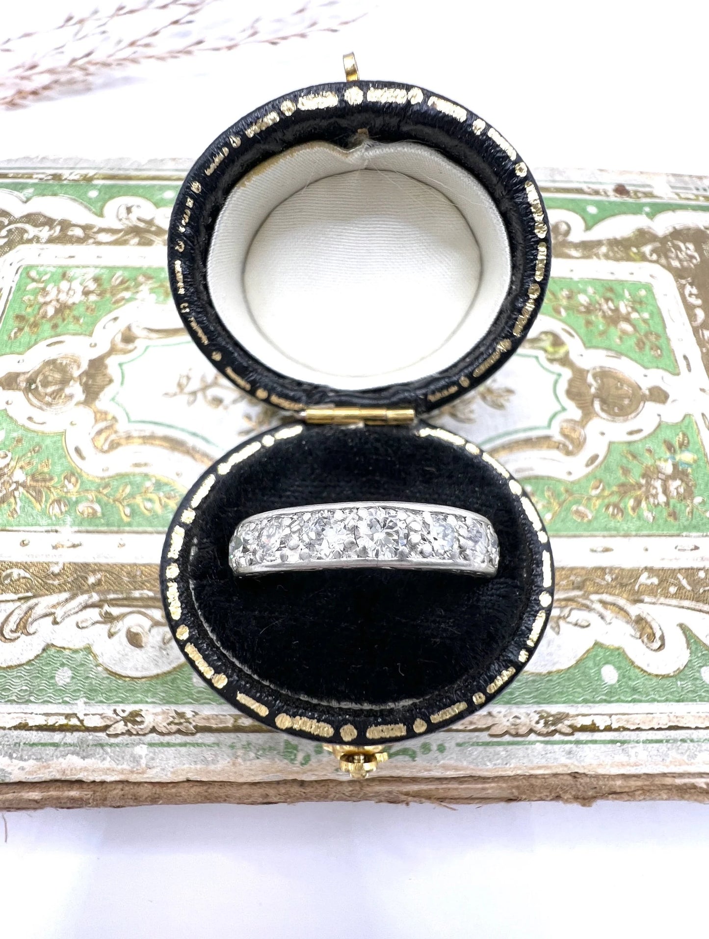 French Antique Platinum 1.40 Carats Diamond Full Eternity Ring, Circa 1920