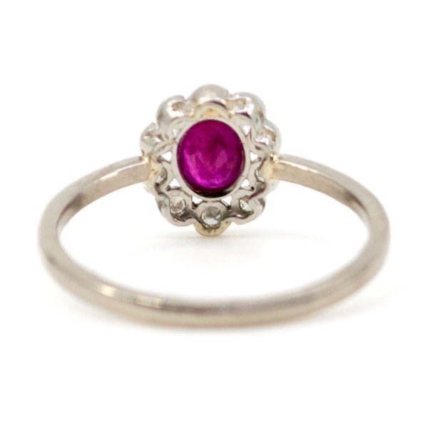 Vintage 0.50ct Ruby and Single Cut Diamond Cluster Ring