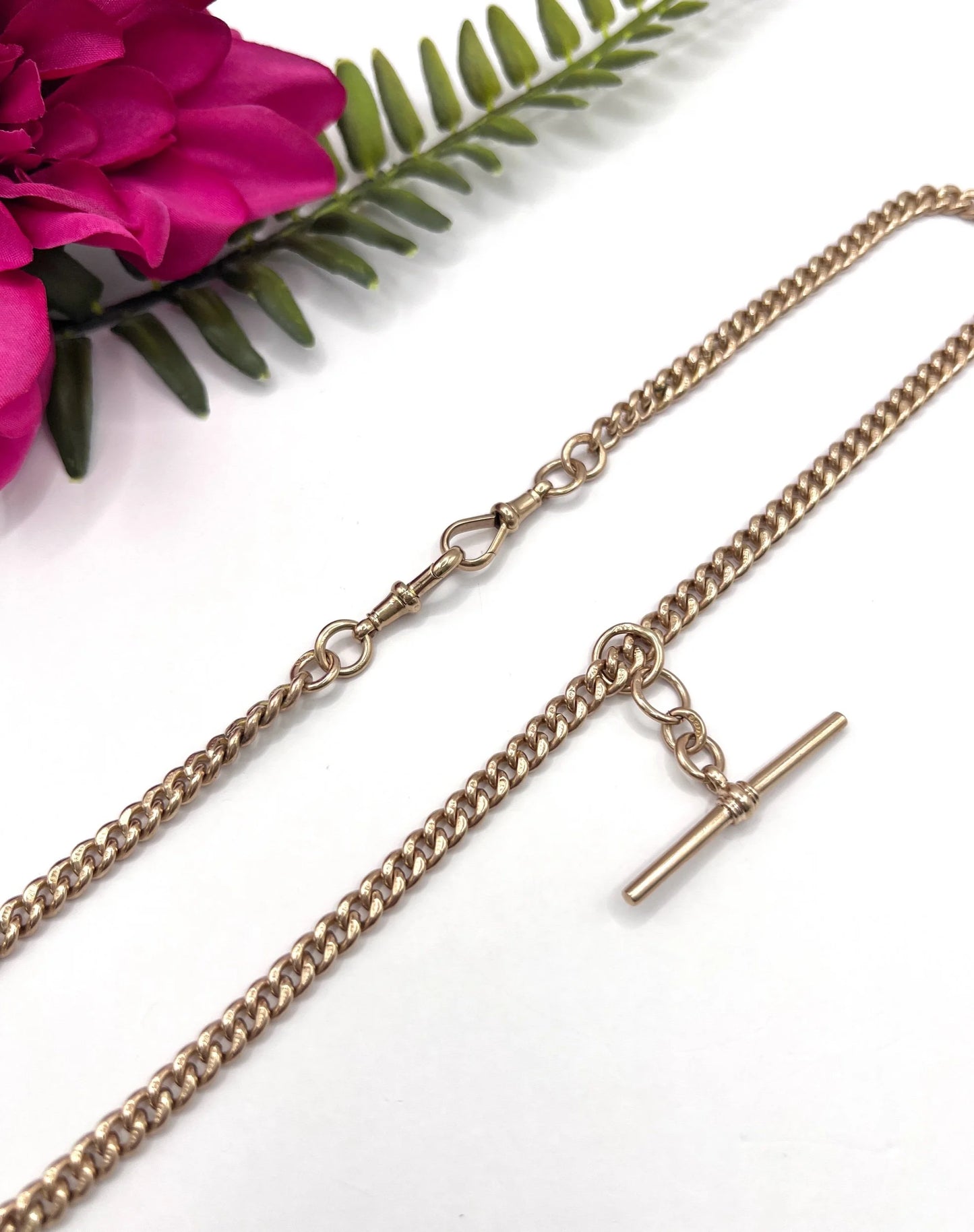 Vintage 9 ct Gold Albert Chain: Watch Chain Necklace, Birmingham 1930