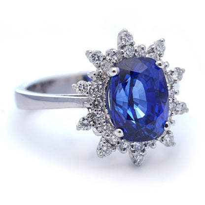 1.80ct Sapphire and Diamond Oval Cluster Ring in 18ct White Gold