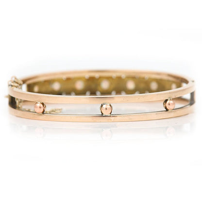 Edwardian Antique Opal and Engraved Gold Bangle Bracelet