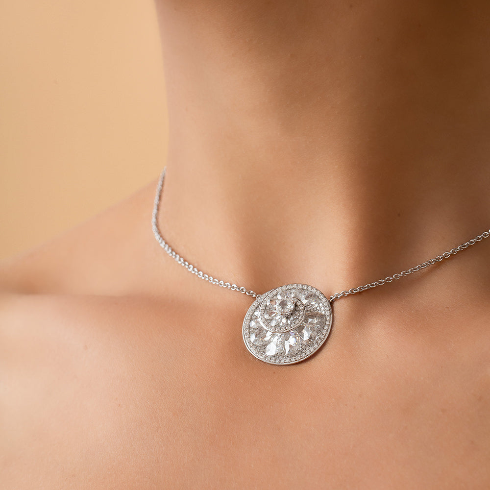 Rose Cut Diamond Helix Pendant, 4.84 carat total