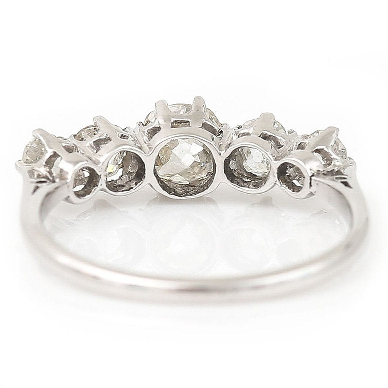 Victorian Antique Old Mine Cut Diamond Five Stone Ring