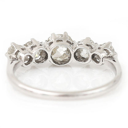 Victorian Antique Old Mine Cut Diamond Five Stone Ring