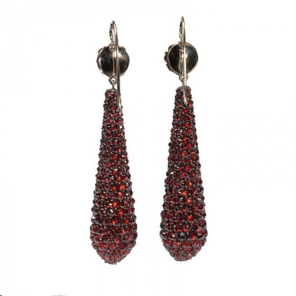 Antique Bohemian Garnet Drop Earrings