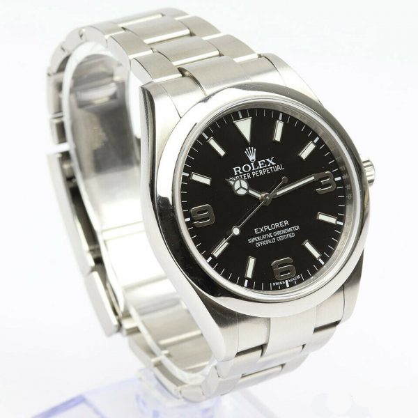 Rolex Explorer 214270 Stainless Steel 39mm Automatic Watch; black dial with 3 Arabic numerals, sapphire crystal and screwdown crown, stainless steel Oyster bracelet strap