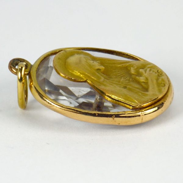 Rock Crystal and 18ct Gold Madonna and Child Charm Pendant