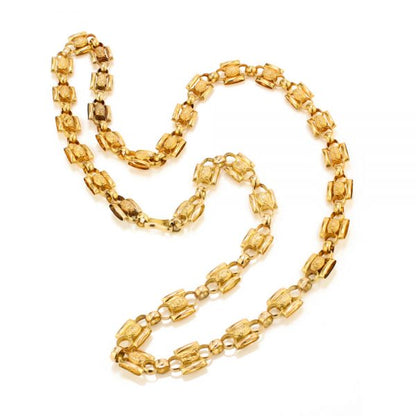 Antique Georgian 15ct Yellow Gold Fancy Link Chain Necklace