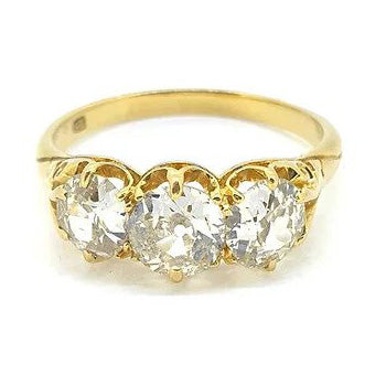 Antique Victorian 2.50ct Old Cut Diamond Trilogy Ring