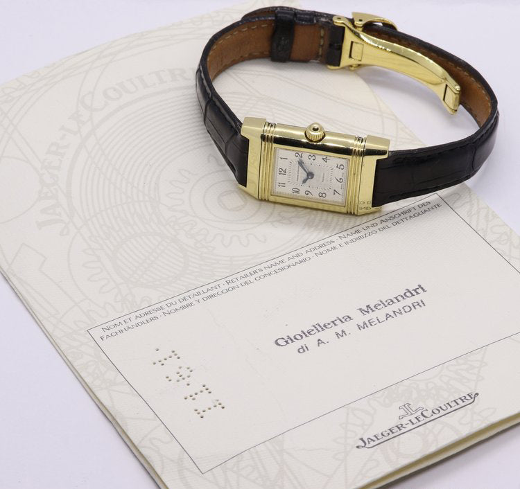Jaeger LeCoultre Reverso Duetto 18ct Yellow Gold Manual Watch with Guarantee Card