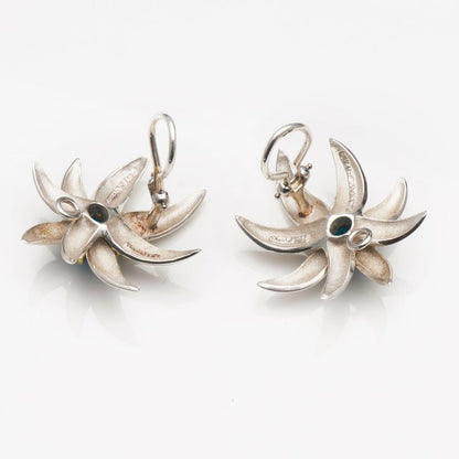 Tiffany and Co Turquoise Fireworks Clip On Earrings in 18ct Gold and Silver