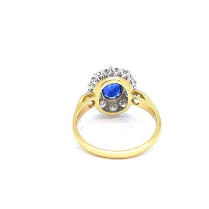 1.50ct Oval Sri Lankan Sapphire and Diamond Cluster Ring