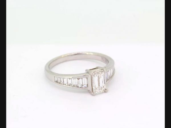 Diamond Ring, Emerald and Baguette Cuts, 1.26 carat total