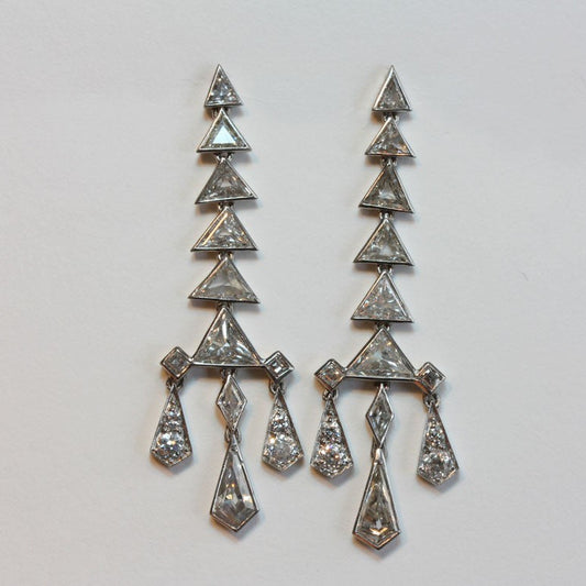 Art Deco 3.5ct Diamond Pagoda Drop Earrings