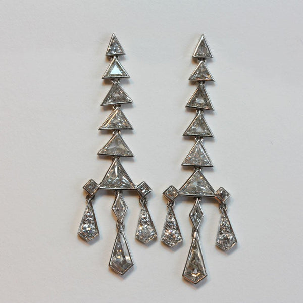Art Deco 3.5ct Diamond Pagoda Drop Earrings