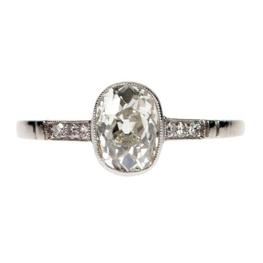 Antique Art Deco 1.12ct Champagne Diamond Ring, Platinum