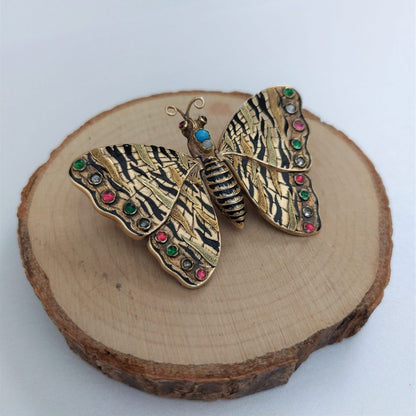 Rare Antique Gold Articulated Butterfly Locket Brooch