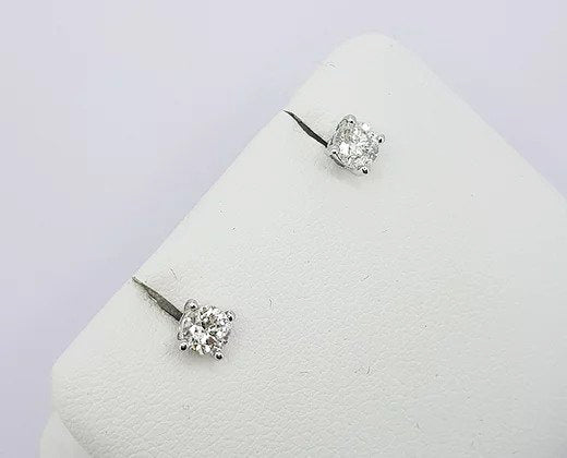 0.50ct Diamond Solitaire Stud Earrings in 18ct White Gold