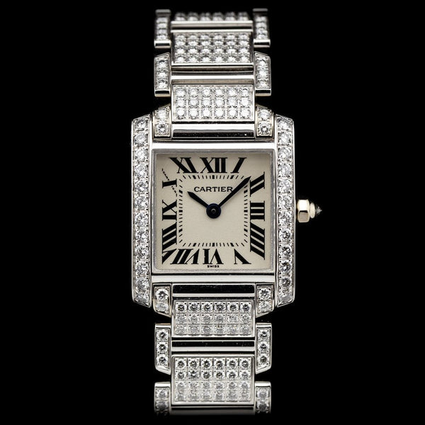 Cartier Tank Francaise 2365 White Gold Factory Diamonds Watch with Cartier service 2024