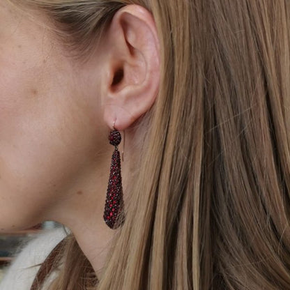 Antique Bohemian Garnet Drop Earrings, Circa 1890