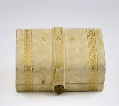 Antique 19th Century 2.2ct Diamond Enamel and Gold Drop Earrings in original white leather casket box