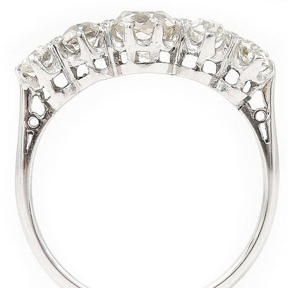 Victorian Antique Old Mine Cut Diamond Five Stone Ring