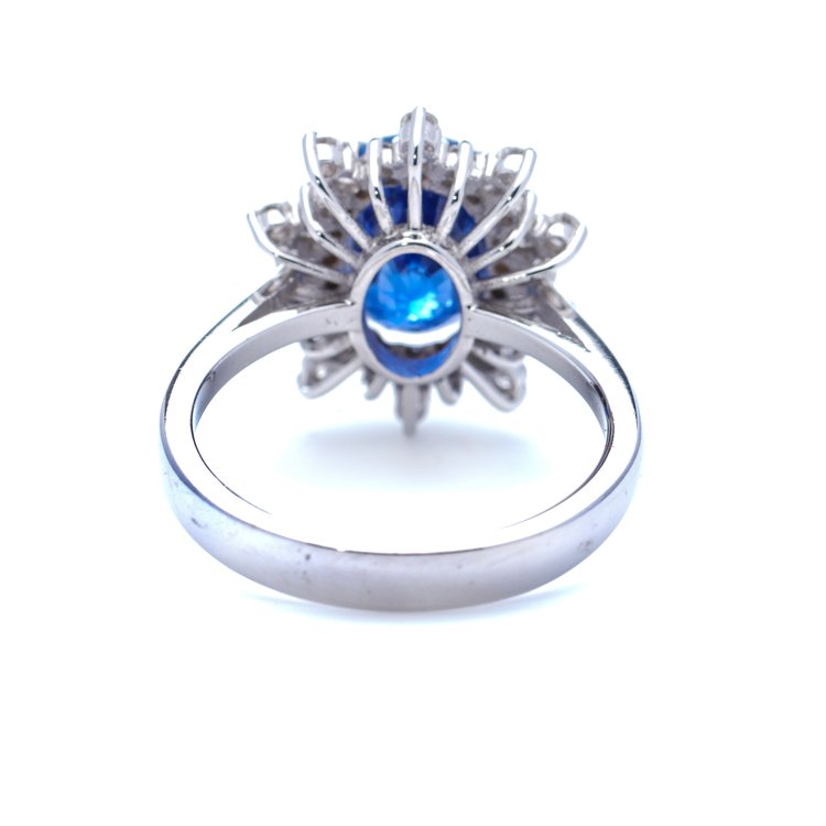 1.80ct Sapphire and Diamond Oval Cluster Ring in 18ct White Gold