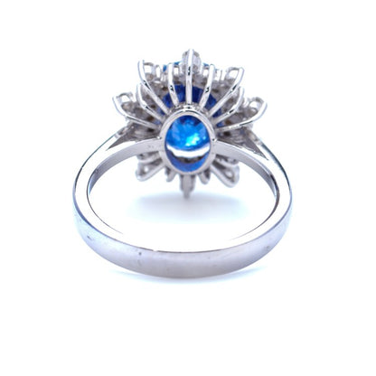 1.80ct Sapphire and Diamond Oval Cluster Ring in 18ct White Gold