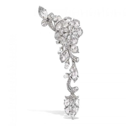 Rose Cut Diamond Floral Cluster Drop Earrings, 10.62 carats