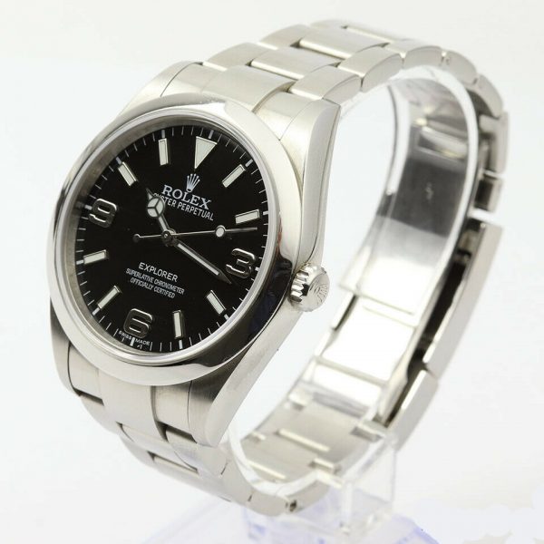 Rolex Explorer 214270 Stainless Steel 39mm Automatic Watch; black dial with 3 Arabic numerals, sapphire crystal and screwdown crown, stainless steel Oyster bracelet strap