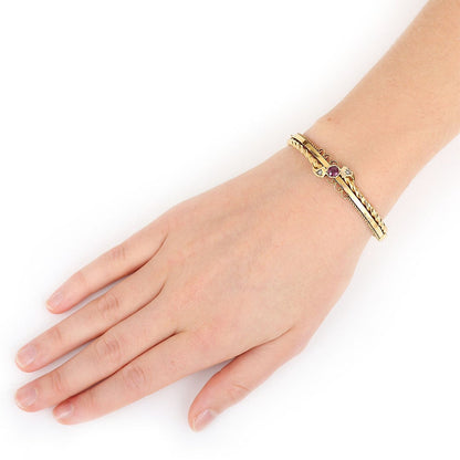 Antique Edwardian Ruby Diamond 15ct Gold Bangle Bracelet