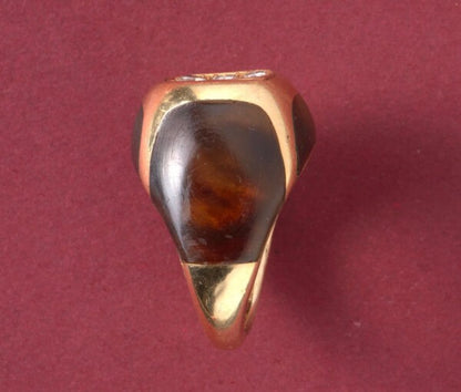 Vintage Boucheron Diamond, 18ct Gold and Tortoiseshell Ring, Signed