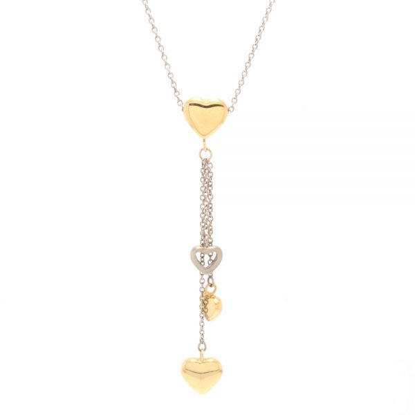 Tiffany and Co 18ct Yellow and White Gold Necklace with Heart Charms